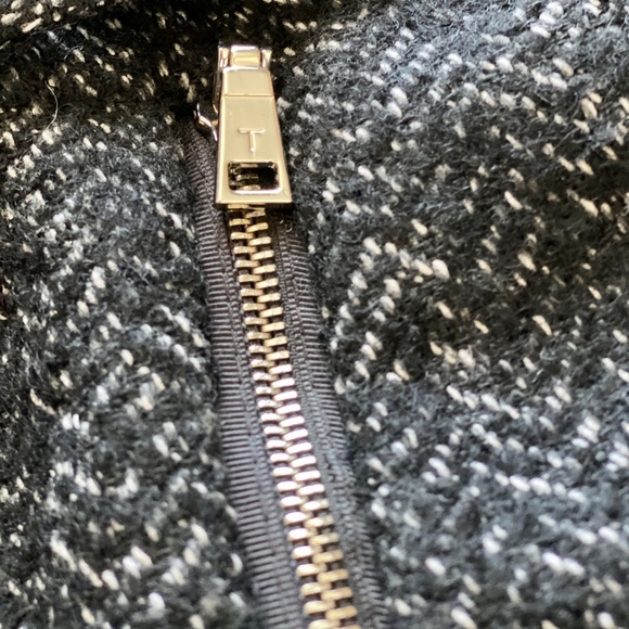 T Tahari Black Herringbone Wool-Blend Trench Coat - Picture 6 of 12